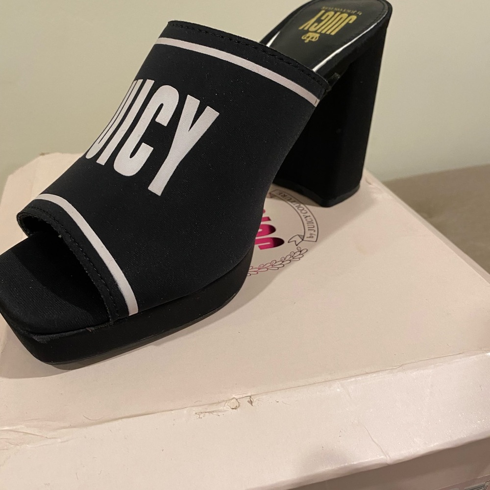 Juicy Couture Black Mules with Chunky Heel